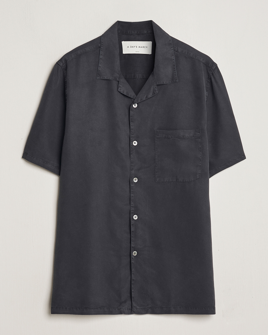 Heren | Overhemden | A Day's March | Yamu Lyocell Shirt Off Black