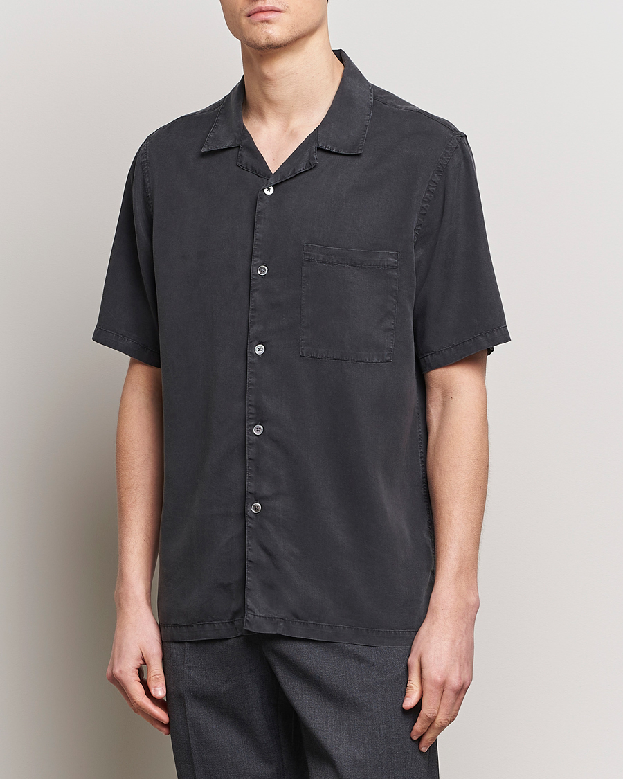 Heren | Overhemden | A Day's March | Yamu Lyocell Shirt Off Black