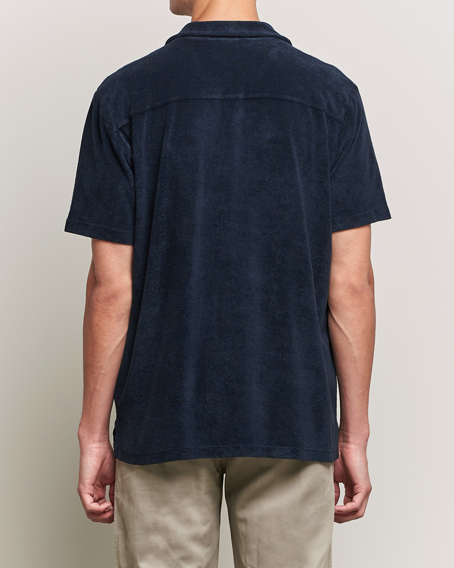 Heren | Overhemden | A Day's March | Yamu Short Sleeve Terry Shirt Navy