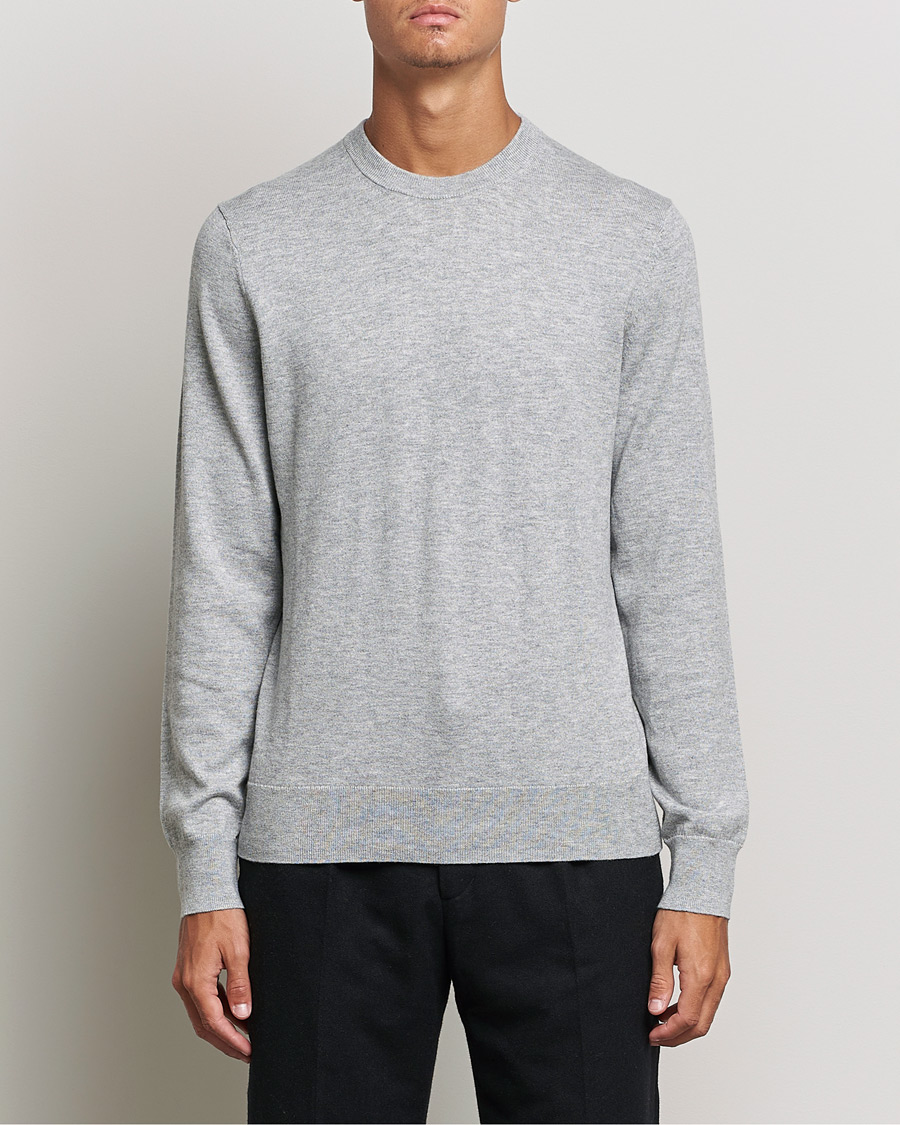 Heren |  | Filippa K | Cotton Merino Basic Sweater Light Grey Melange