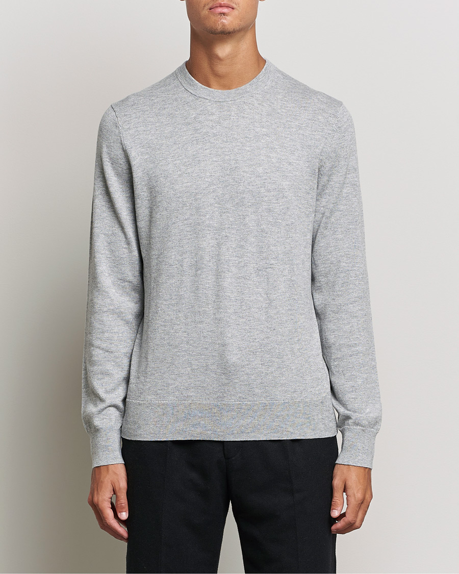 Heren | Afdelingen | Filippa K | Cotton Merino Basic Sweater Light Grey Melange