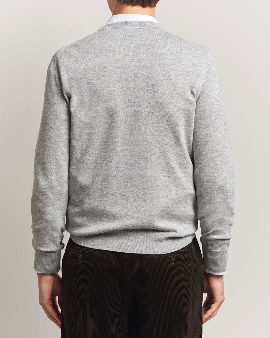Heren | Truien | Filippa K | Cotton Merino Basic Sweater Light Grey Melange