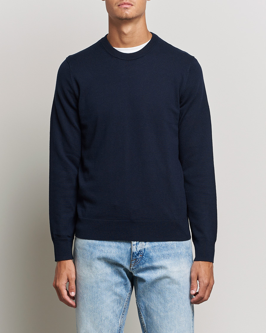 Heren | Business & Beyond | Filippa K | Cotton Merino Basic Sweater Navy