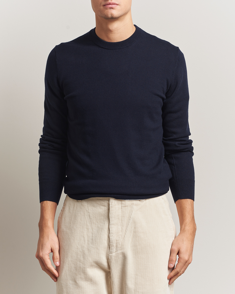 Heren | Truien | Filippa K | Cotton Merino Basic Sweater Navy