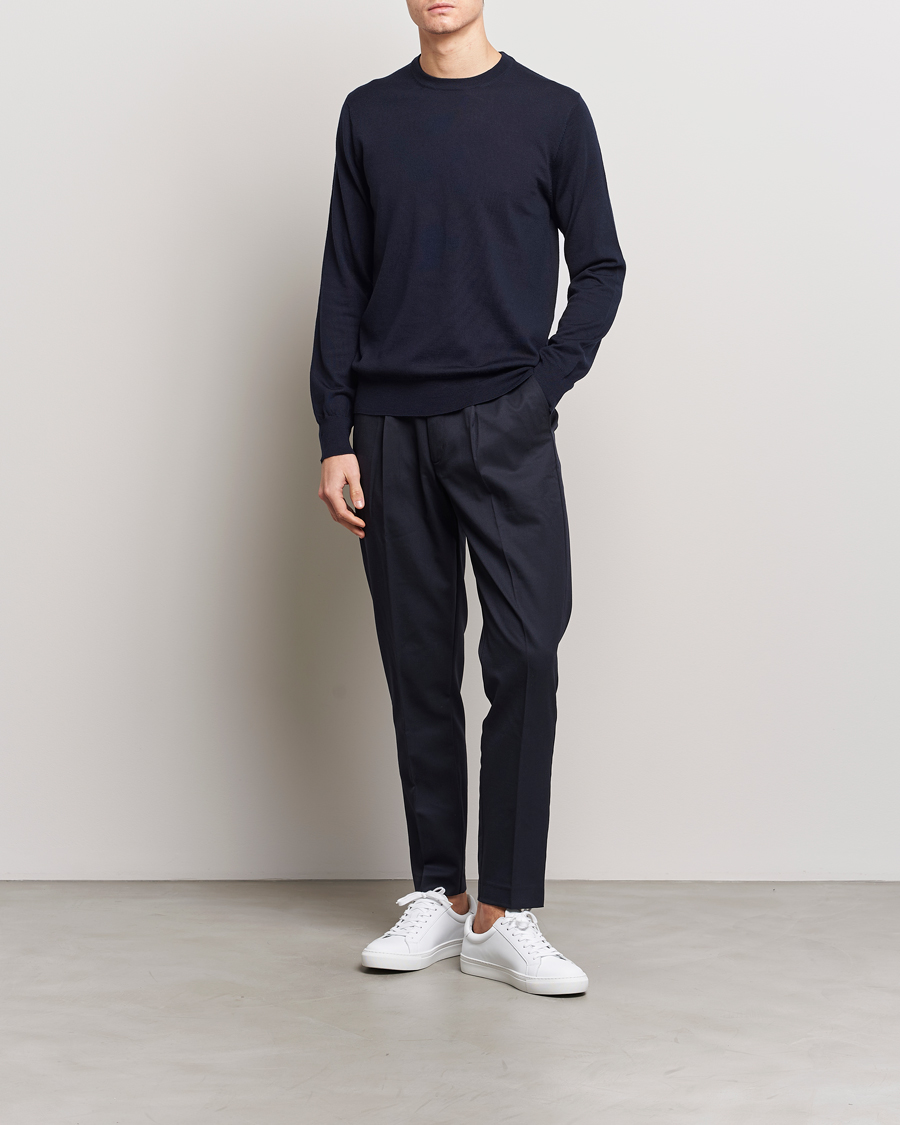 Heren | Truien | Filippa K | Merino Round Neck Sweater Navy