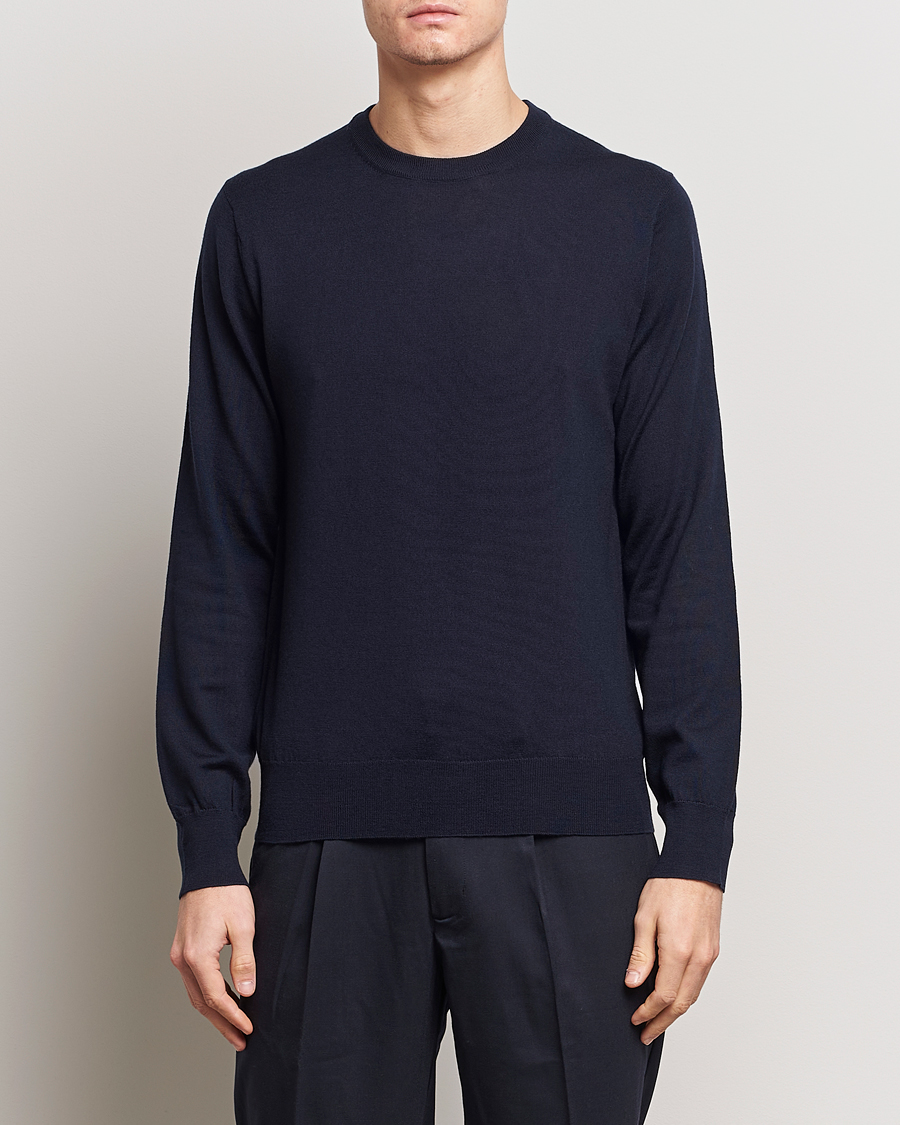 Heren | Truien | Filippa K | Merino Round Neck Sweater Navy