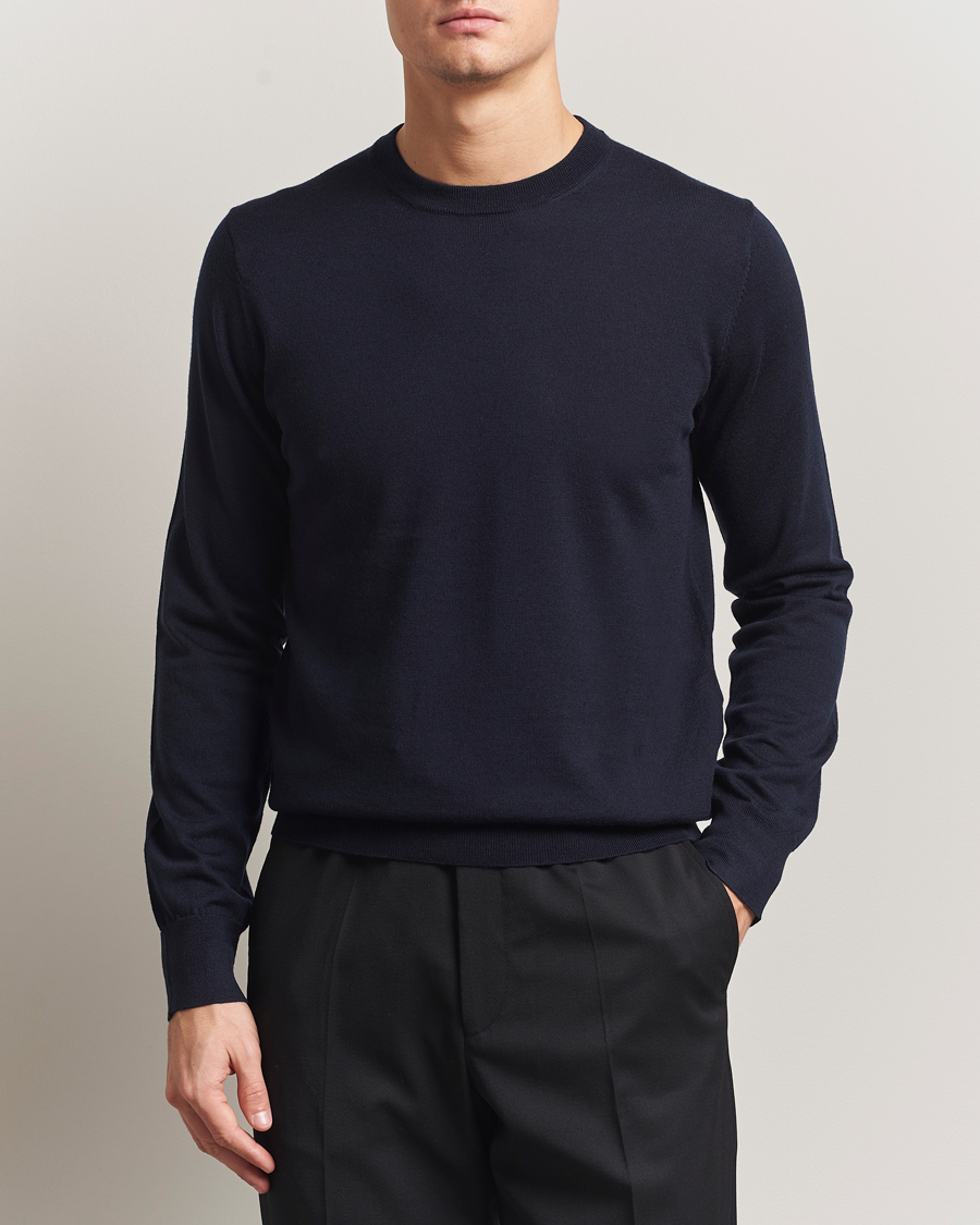 Heren | Truien | Filippa K | Merino Round Neck Sweater Navy