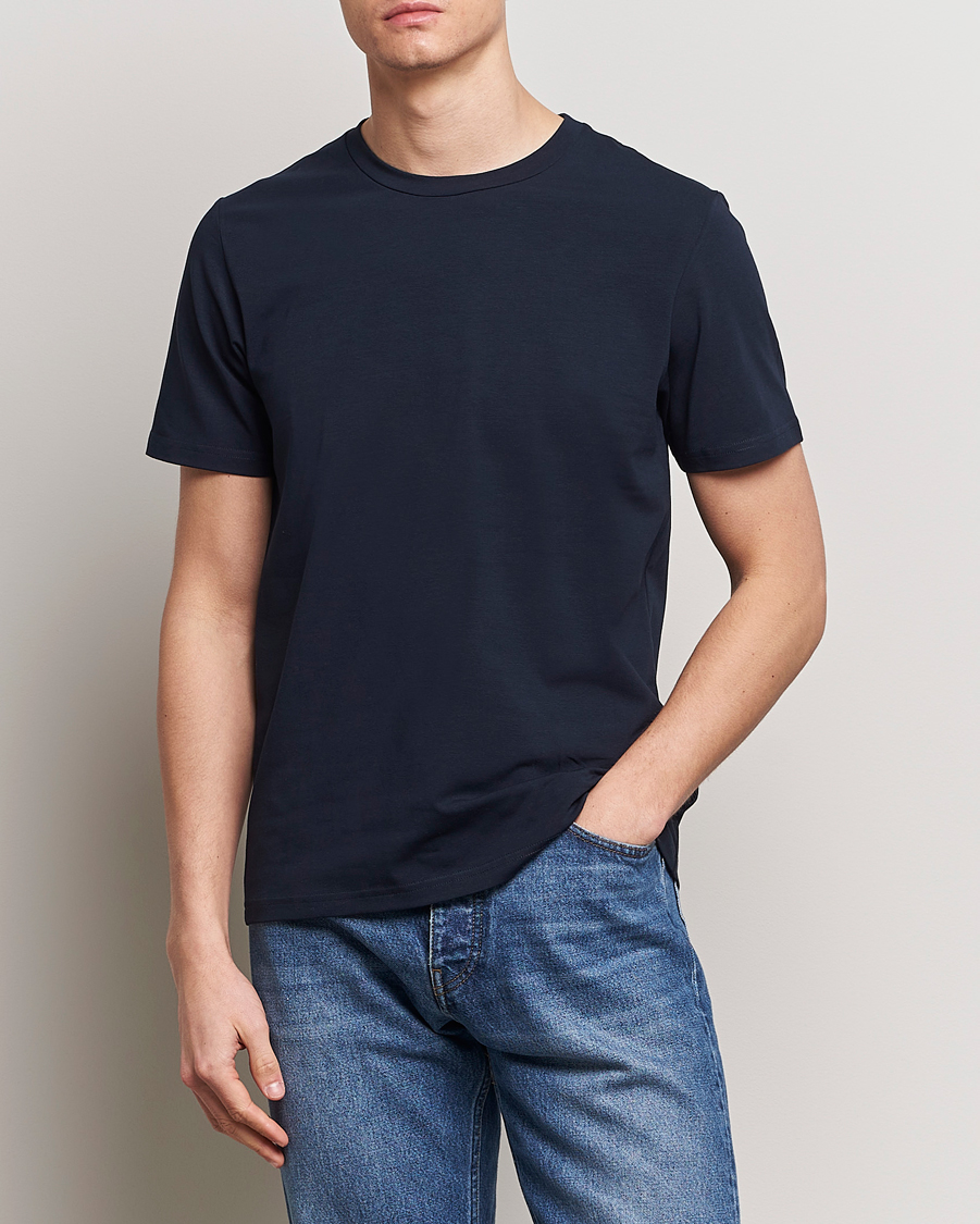 Heren | T-shirts met korte mouwen | Filippa K | Soft Lycra Tee Navy