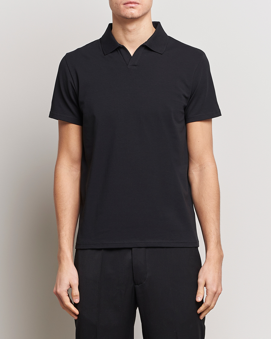 Heren | Poloshirts met korte mouwen | Filippa K | Soft Lycra Polo Tee Black