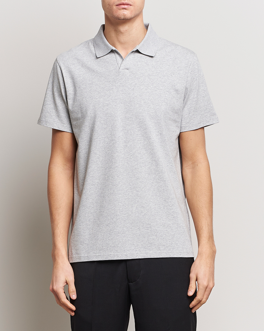 Heren | Afdelingen | Filippa K | Soft Lycra Polo Tee Light Grey Melange