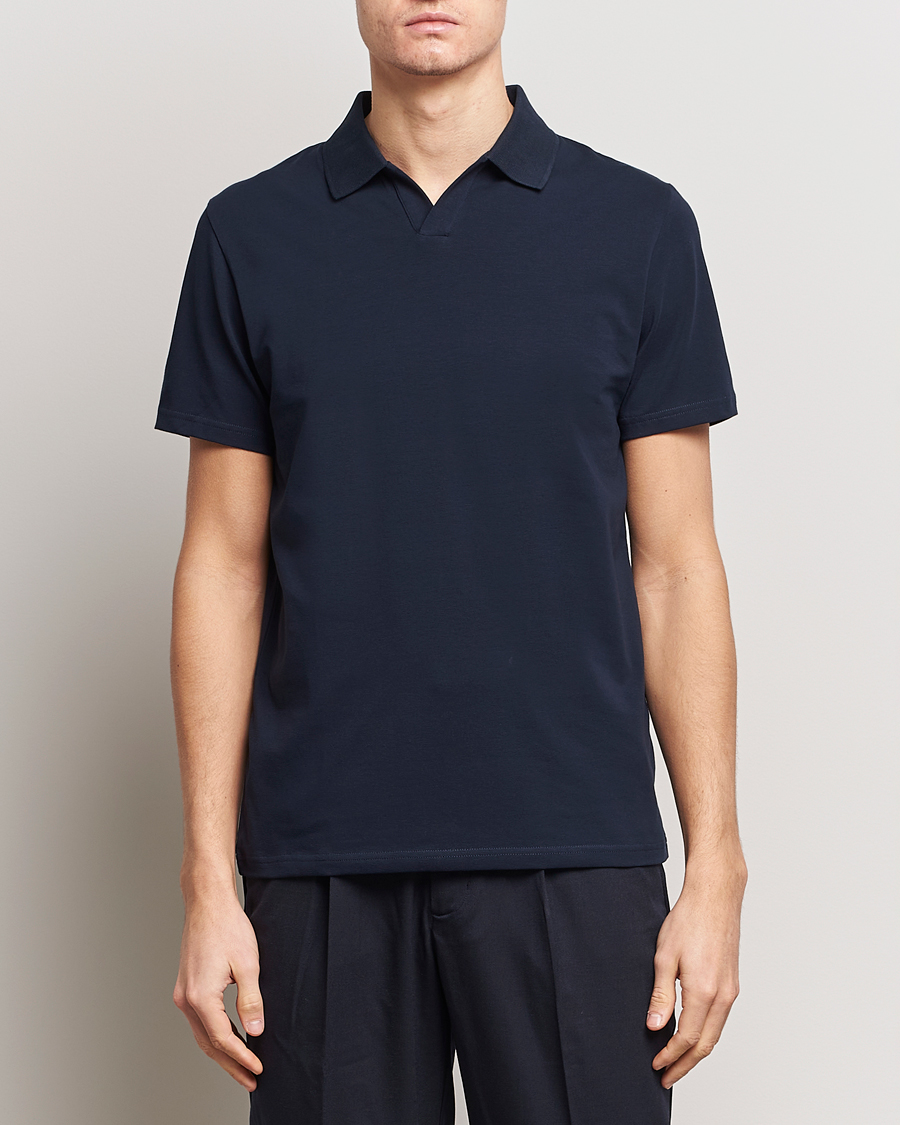 Heren | Poloshirts met korte mouwen | Filippa K | Soft Lycra Polo Tee Navy