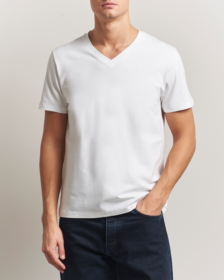 Heren | T-shirts | Filippa K | Soft Lycra V-Neck Tee White