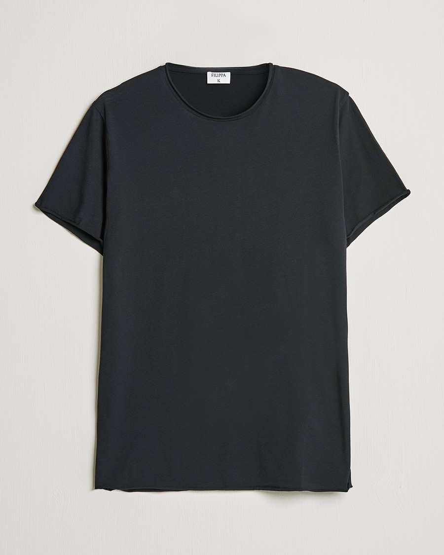 Heren | T-shirts | Filippa K | Roll Neck Crew Neck Tee Black