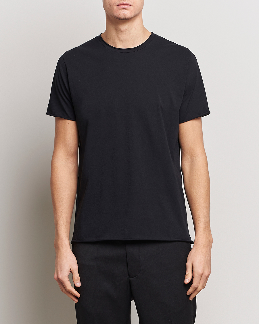 Heren | T-shirts met korte mouwen | Filippa K | Roll Neck Crew Neck Tee Black