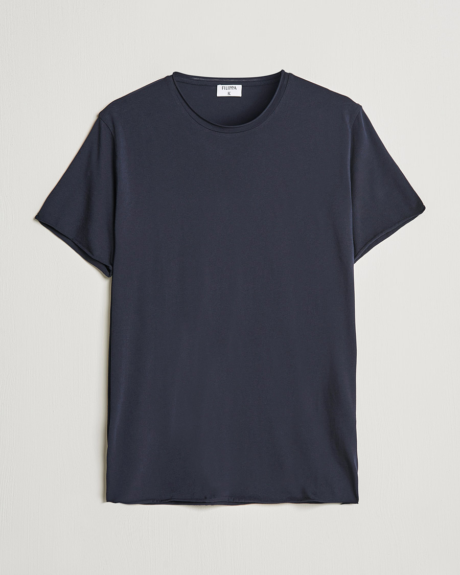 Heren | T-shirts | Filippa K | Roll Neck Crew Neck Tee Navy