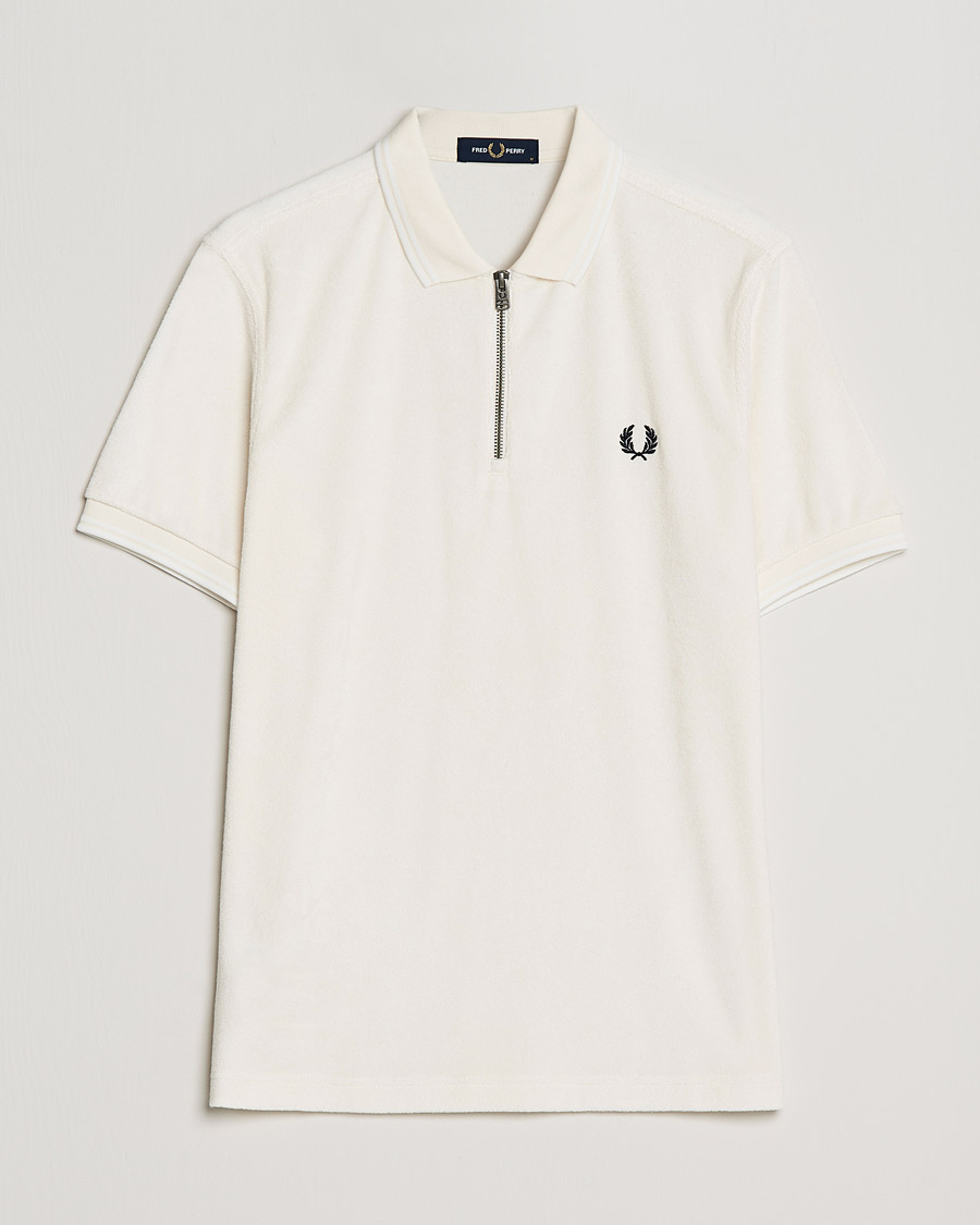 Heren | Polo's | Fred Perry | Towelling Zip Neck Polo Ecru
