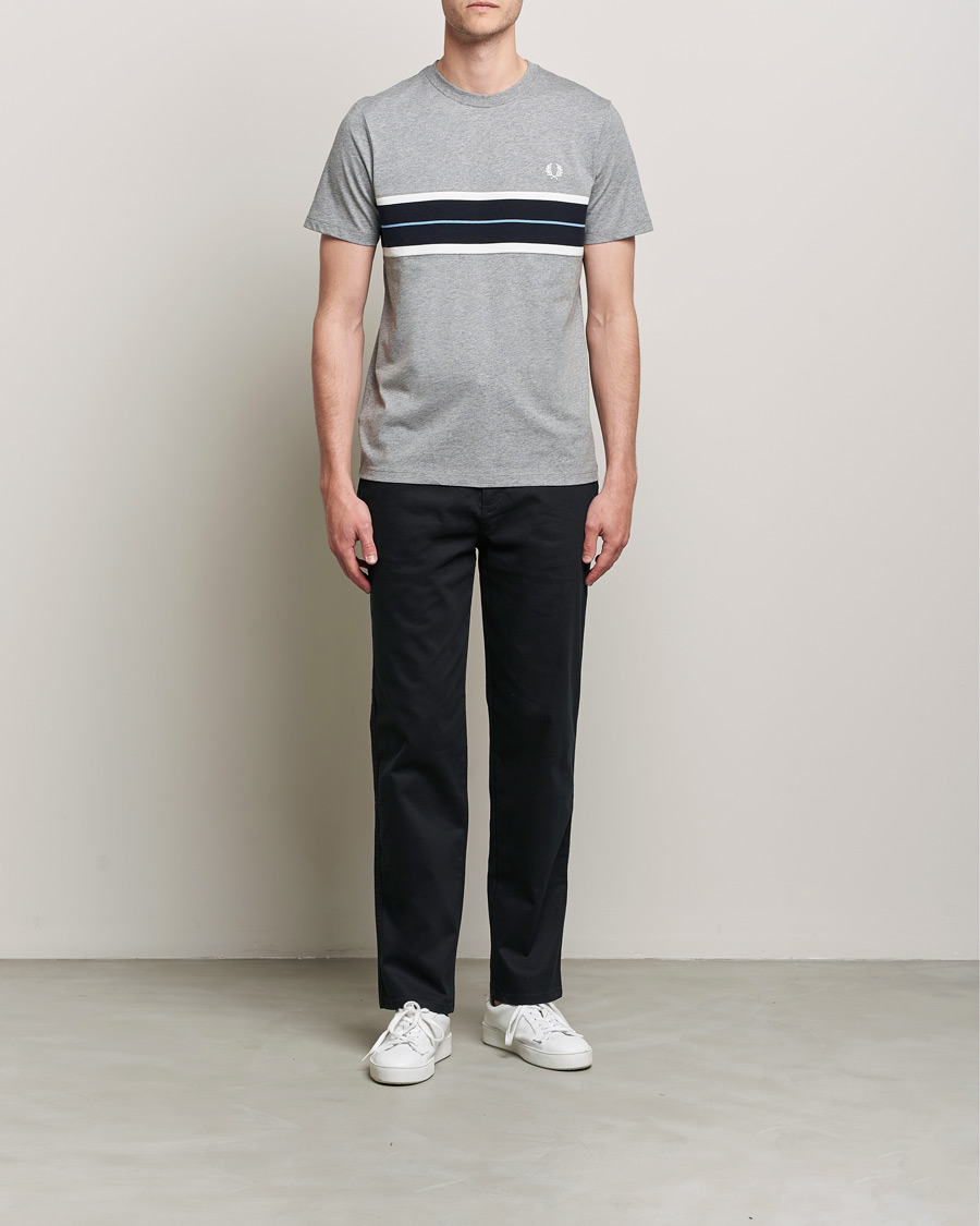 Heren | T-shirts | Fred Perry | Tram Line Pannel Tee Steel Marl