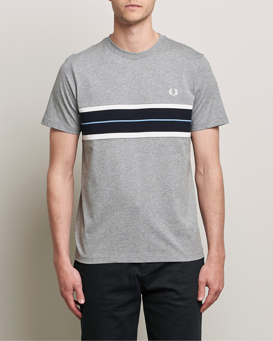 Heren | T-shirts | Fred Perry | Tram Line Pannel Tee Steel Marl