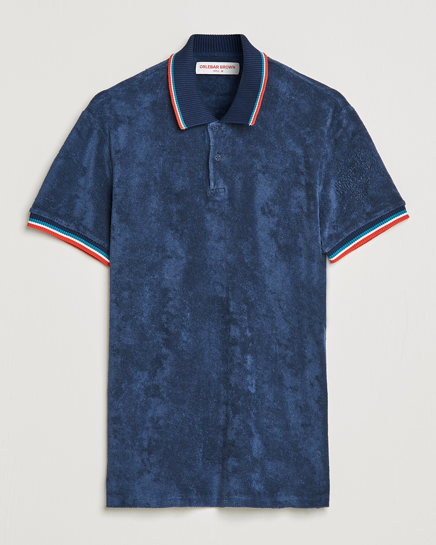 Heren | Polo's | Orlebar Brown | Jarrett Towelling Striped Tipping Polo Navy