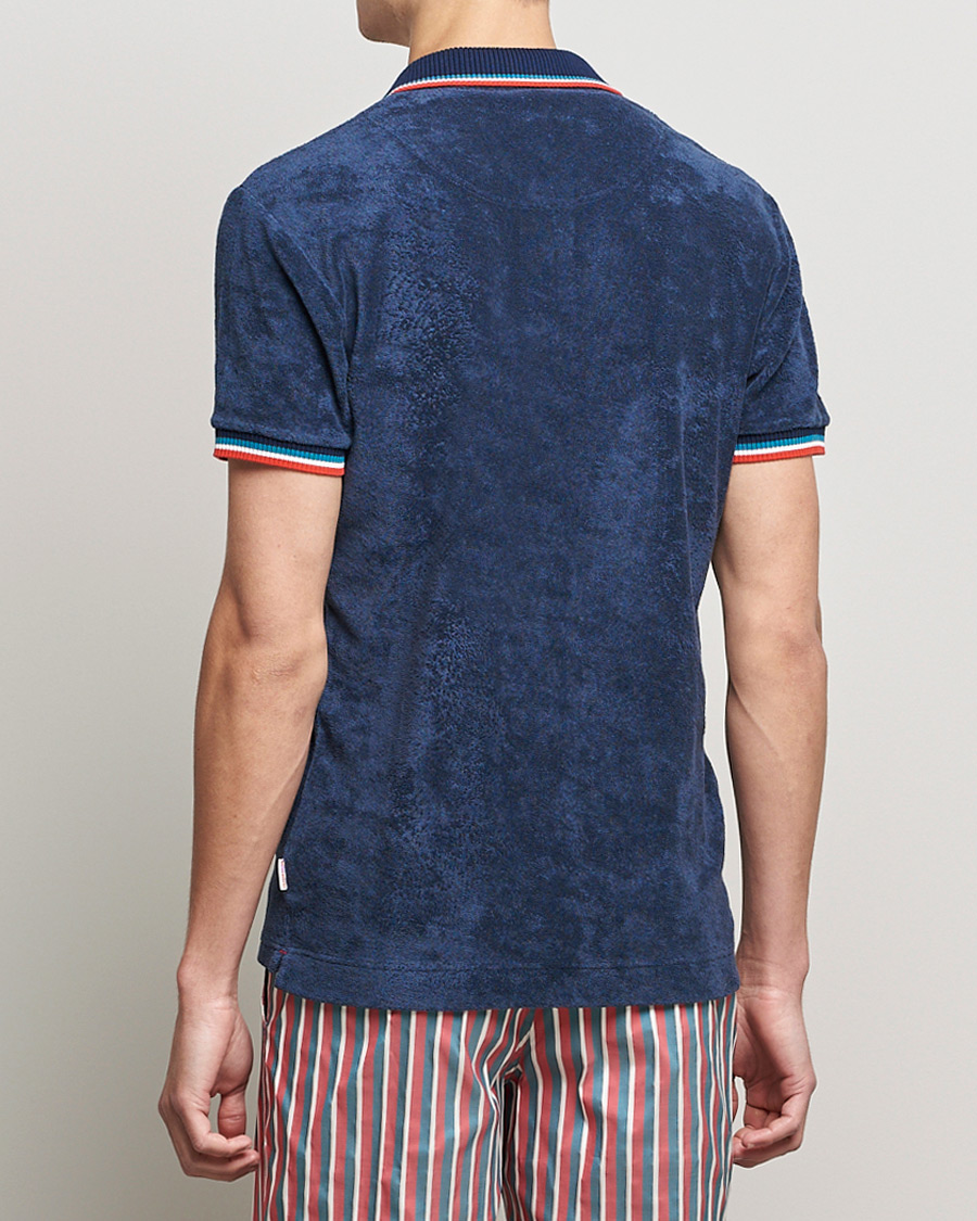 Heren | Polo's | Orlebar Brown | Jarrett Towelling Striped Tipping Polo Navy