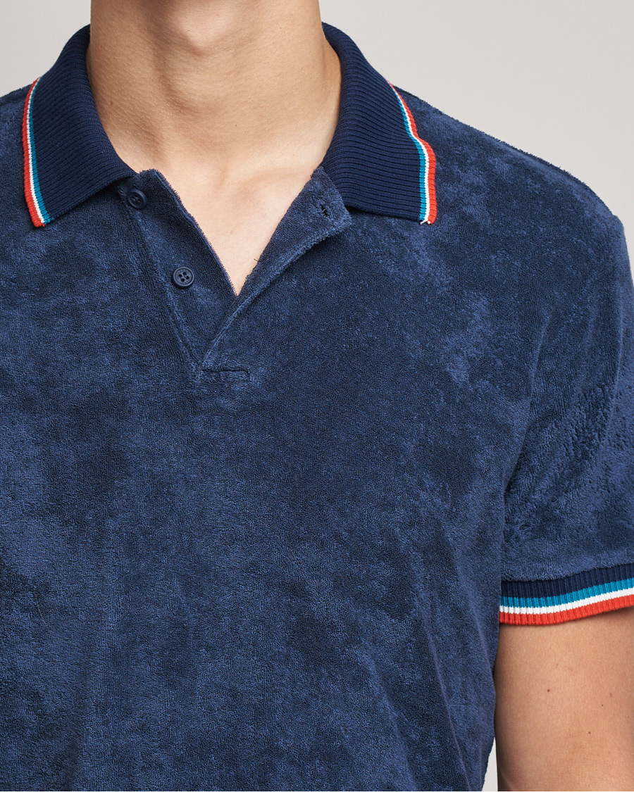 Heren | Polo's | Orlebar Brown | Jarrett Towelling Striped Tipping Polo Navy