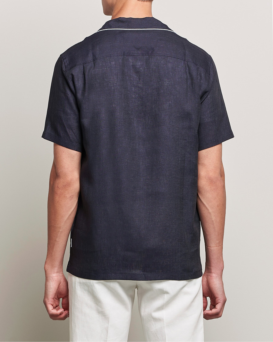 Heren | Overhemden | Orlebar Brown | Hibbert Short Sleeve Linen Shirt Navy