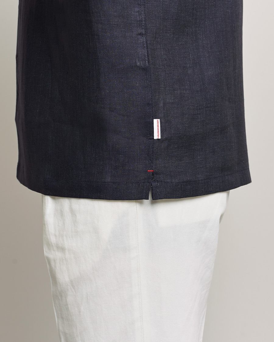 Heren | Overhemden | Orlebar Brown | Hibbert Short Sleeve Linen Shirt Navy