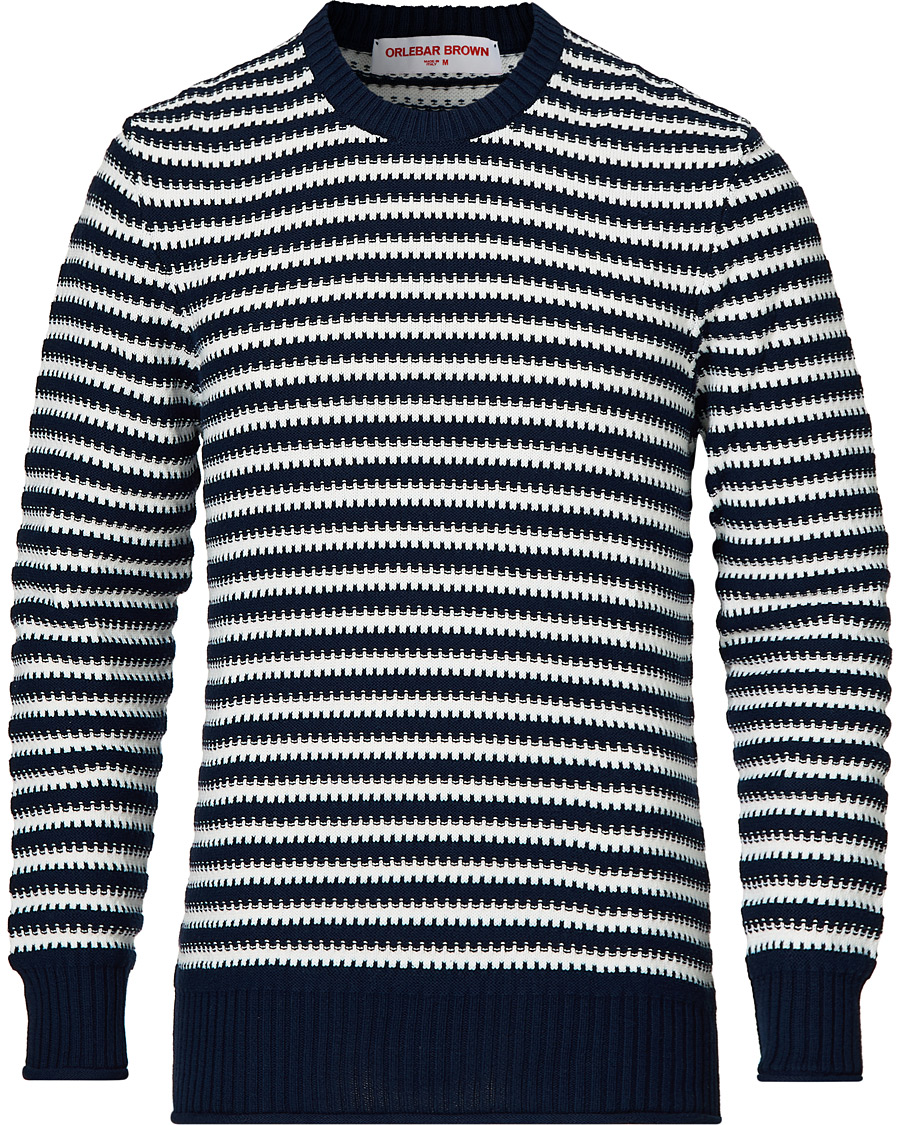 Heren | Truien | Orlebar Brown | Ned Classic Stripe Organic Cotton Jumper Navy/White Sand