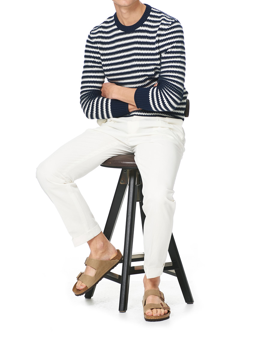 Heren | Truien | Orlebar Brown | Ned Classic Stripe Organic Cotton Jumper Navy/White Sand