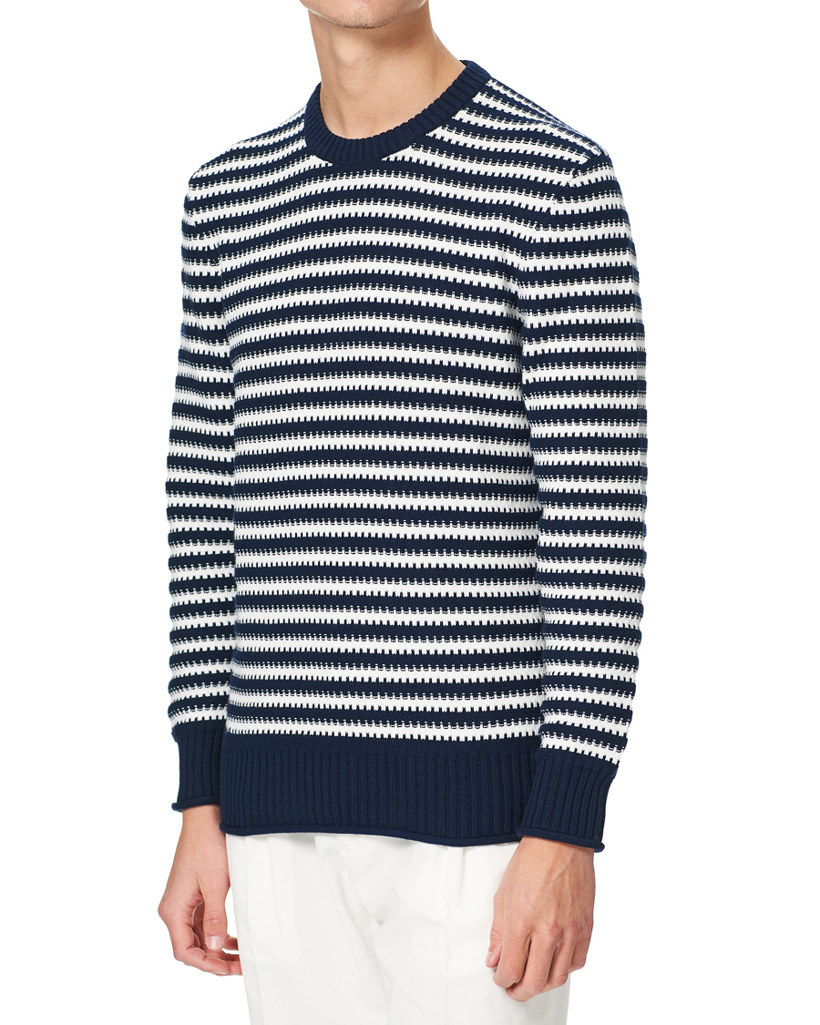 Heren | Truien | Orlebar Brown | Ned Classic Stripe Organic Cotton Jumper Navy/White Sand