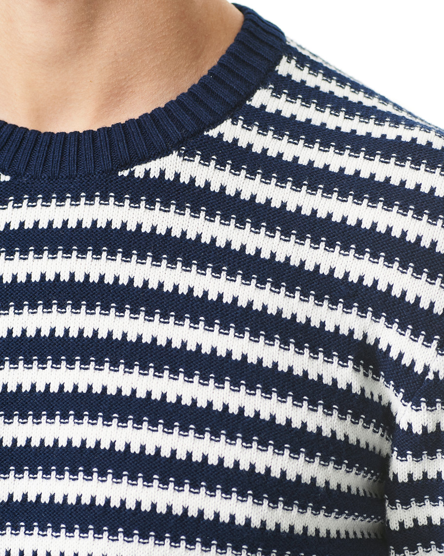 Heren | Truien | Orlebar Brown | Ned Classic Stripe Organic Cotton Jumper Navy/White Sand
