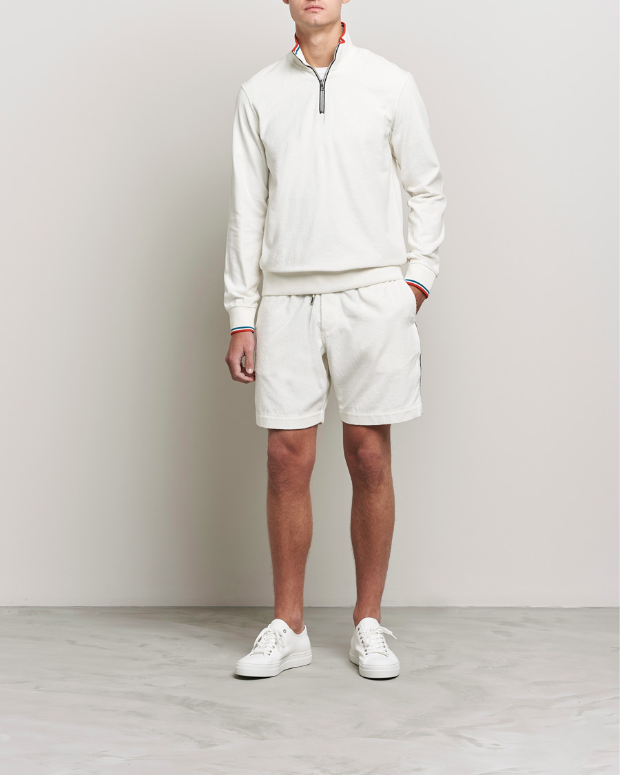 Heren | Truien | Orlebar Brown | Nielson OB Stripe Towelling Half Zip White Sand