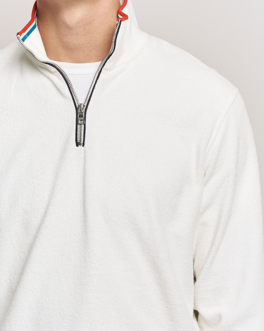 Heren | Truien | Orlebar Brown | Nielson OB Stripe Towelling Half Zip White Sand