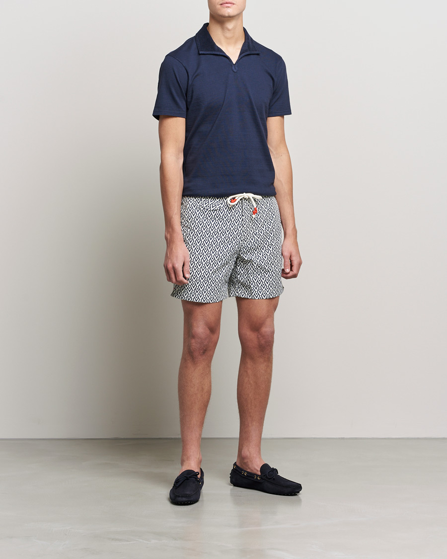 Heren | Zwembroek | Orlebar Brown | Standard Cano Printed Swimshorts Navy/Cloud
