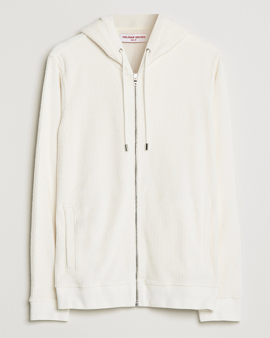 Heren | Truien | Orlebar Brown | Matthers DN Towelling Racked Zip Hood White Sand