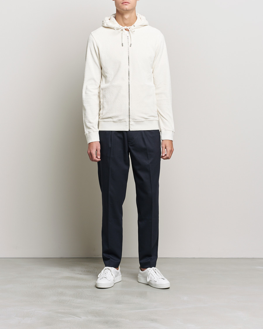 Heren | Truien | Orlebar Brown | Matthers DN Towelling Racked Zip Hood White Sand
