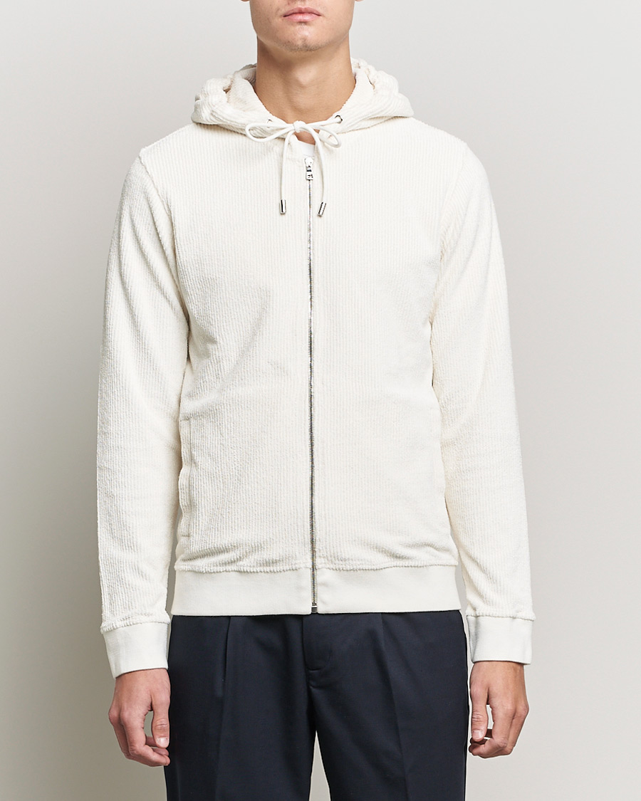 Heren | Truien | Orlebar Brown | Matthers DN Towelling Racked Zip Hood White Sand
