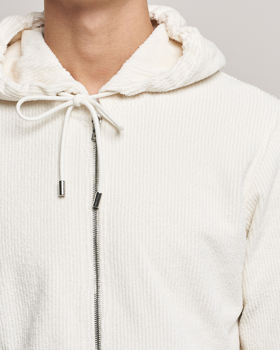 Heren | Truien | Orlebar Brown | Matthers DN Towelling Racked Zip Hood White Sand