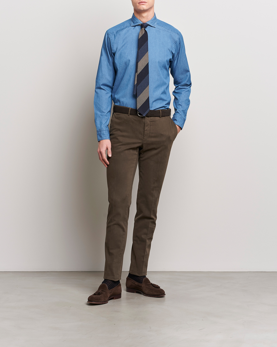 Heren | Overhemden | Eton | Lightweight Casual Fit Denim Shirt Blue