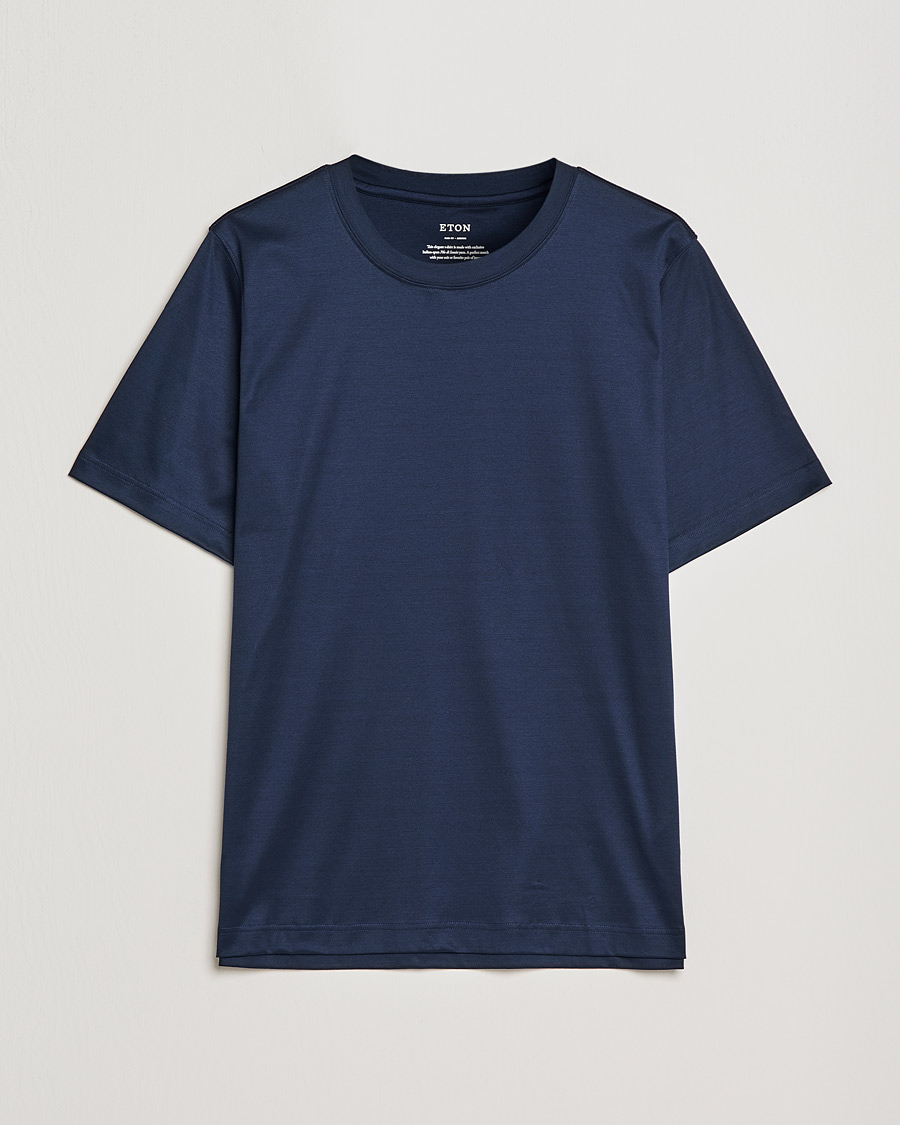 Heren | T-shirts | Eton | Filo Di Scozia Cotton T-Shirt Navy