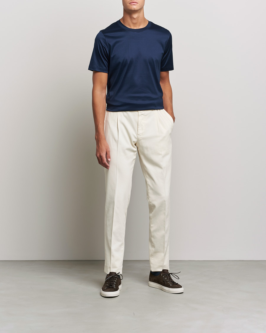 Heren | T-shirts | Eton | Filo Di Scozia Cotton T-Shirt Navy