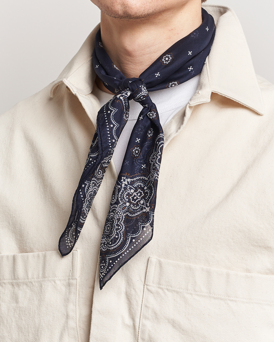 Heren | Accessoires | Amanda Christensen | Cotton Voilé Printed Medallion Bandana Navy