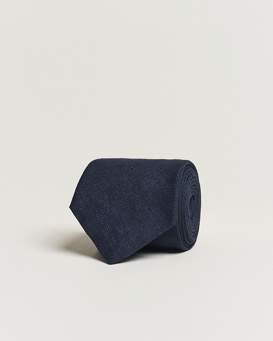 Heren | Stropdassen | Amanda Christensen | Amanda ChristensenHopsack Linen 8cm TieNavy