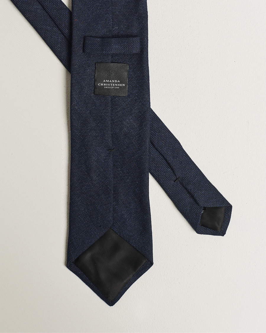 Heren | Stropdassen | Amanda Christensen | Amanda ChristensenHopsack Linen 8cm TieNavy