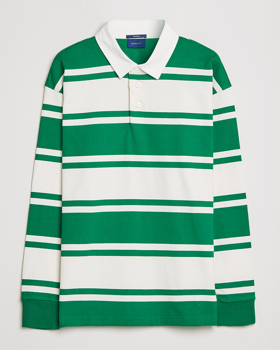 Heren | Truien | GANT | Barstriped Heavy Rugger Green/White
