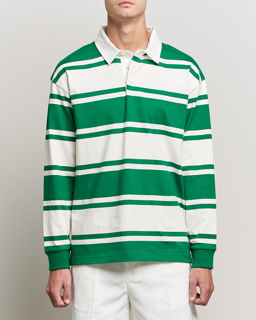 Heren | Truien | GANT | Barstriped Heavy Rugger Green/White