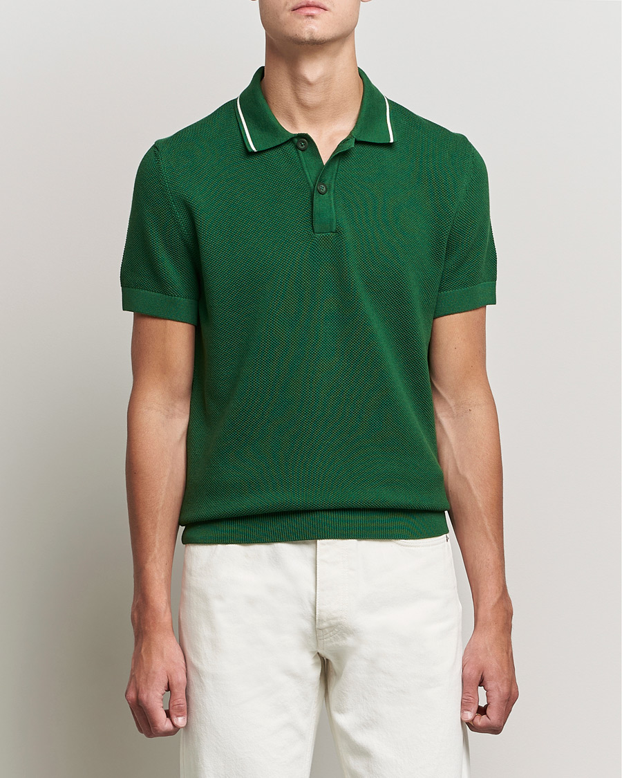 Heren | Polo's | GANT | Textured Knitted Polo Forest Green