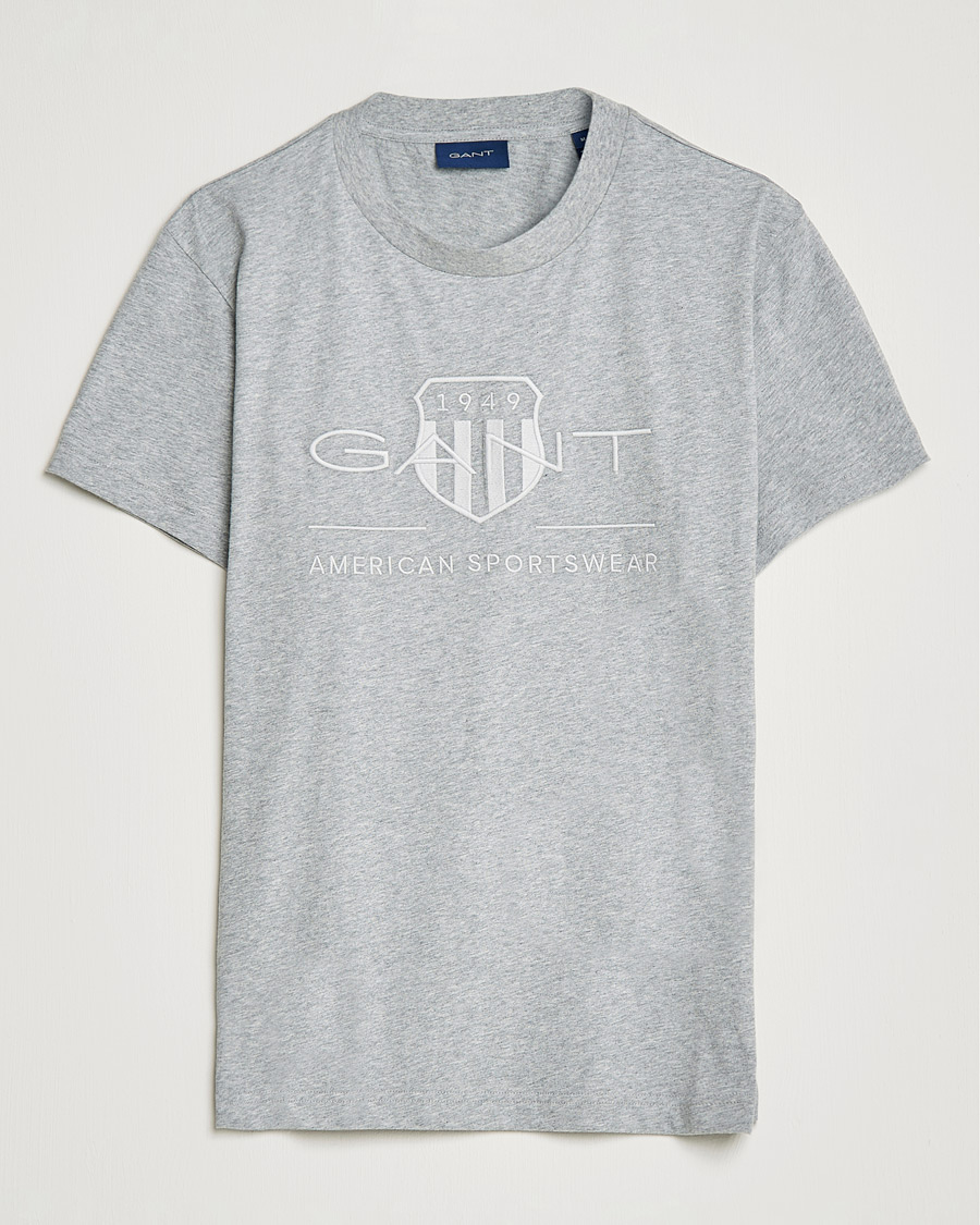Heren | T-shirts | GANT | Tonal Archive Shield Crew Neck Tee Grey Melange