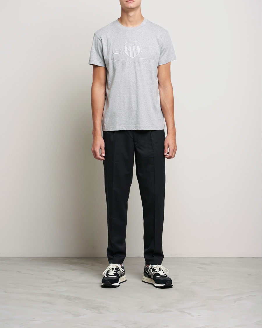 Heren | T-shirts | GANT | Tonal Archive Shield Crew Neck Tee Grey Melange