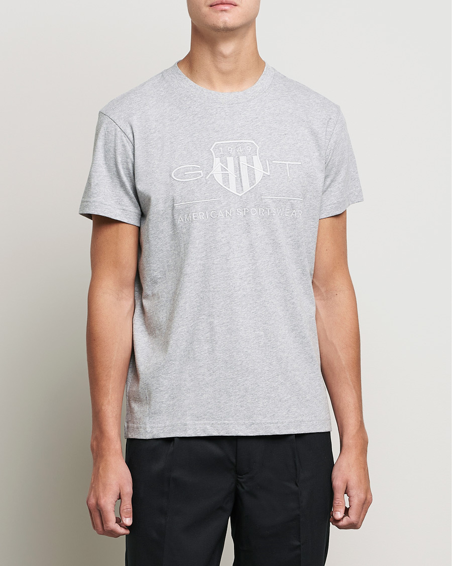 Heren | T-shirts | GANT | Tonal Archive Shield Crew Neck Tee Grey Melange